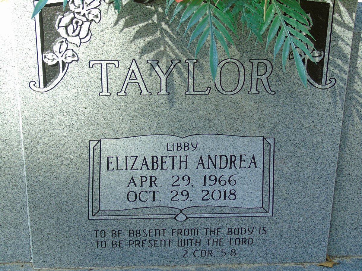 Headstone for Taylor, Elizabeth Andrea 